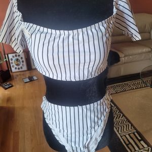 Abella White and Black Lido bikini